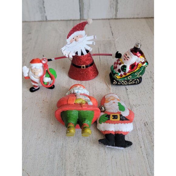 Snowman glitter sleigh variety rustic ornament Xmas set - Picture 6 of 10